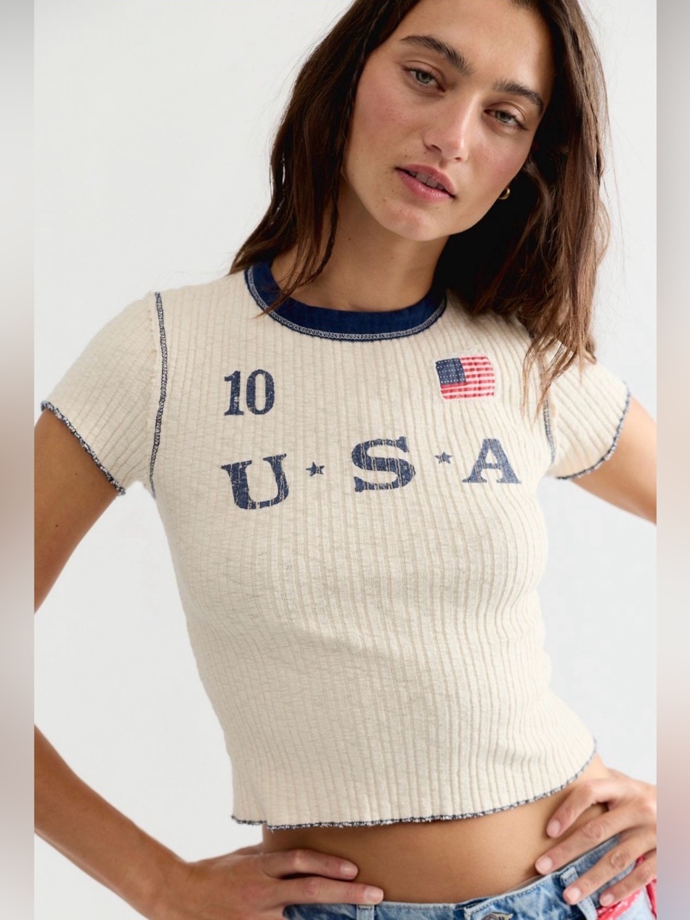 Free People ragabond studio Farrah flag tee